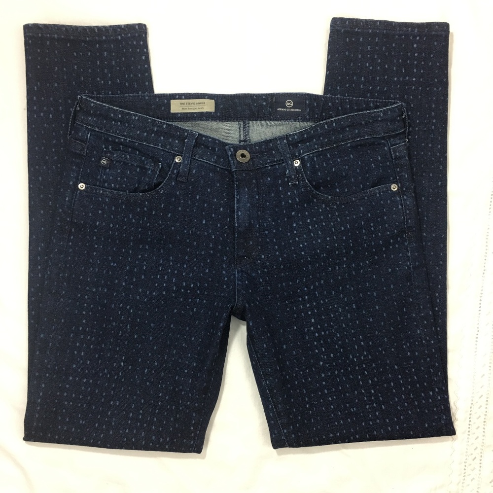 AG the Stevie Ankle Slim Straight Ankle Polka Dot